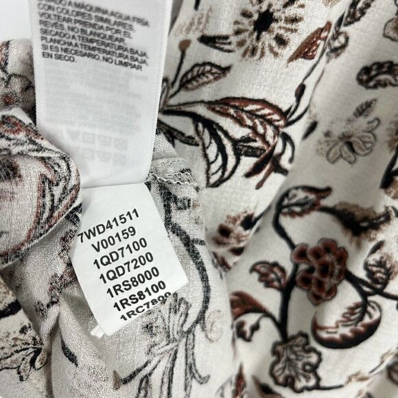 Lucky Brand Top Size Large Womens Ivory Long Sleeve Floral Print Smocked V Neck - Picture 6 of 6